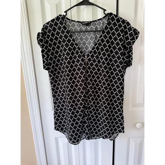 Express Blouse Black White Women's M - Picture 1 of 6